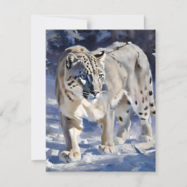 Snow Leopard Studie B - Oliën Feestdagenkaart