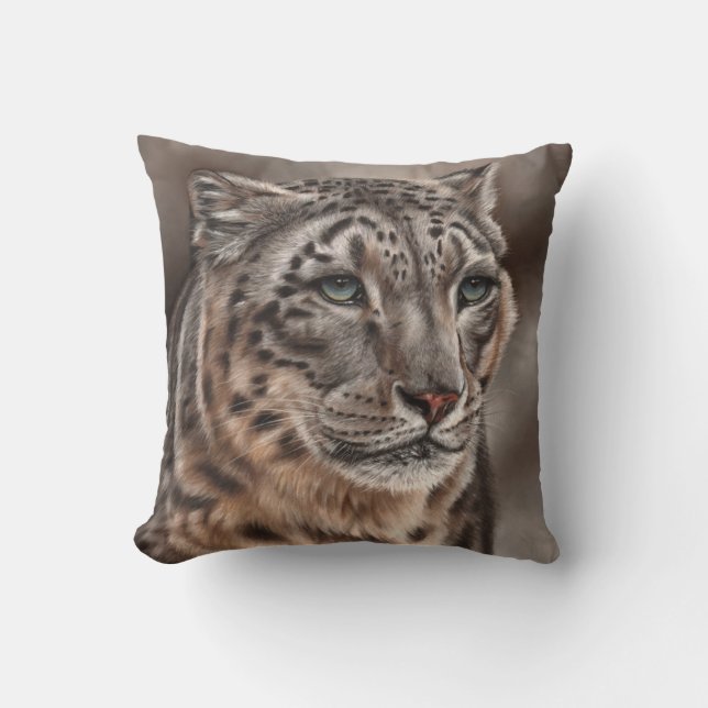 Snow Leopard Throw Cushion Kussen (Voorkant)
