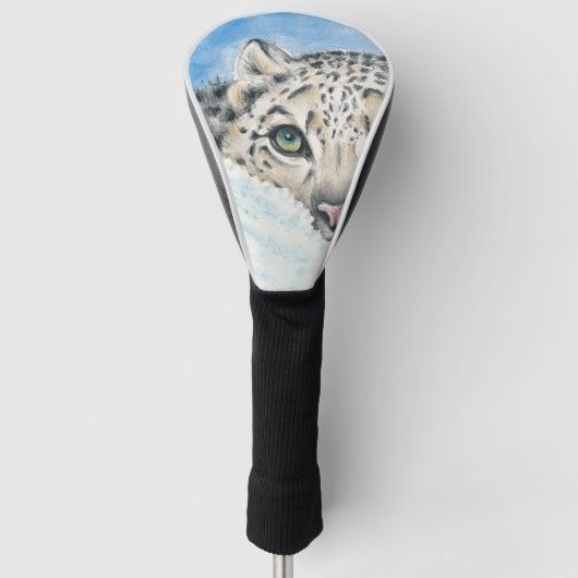 Snow Leopard Watercolor Art Golfheadcover (Voorkant)