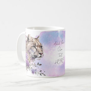 Snow Leopard Wild Cat Floral Waterverf Koffiemok