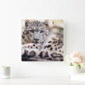 Snow Leopard Wildlife Wall Clock Vierkante Klok (Huis)