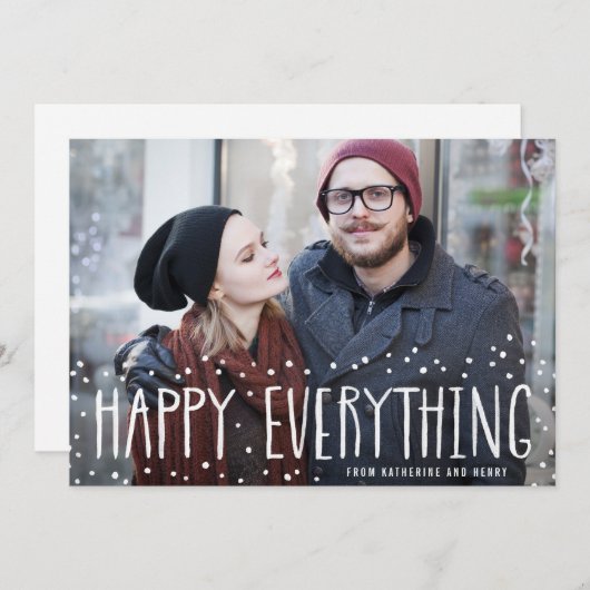 Snow Lijst Happy All Holiday-fotokaart Feestdagenkaart (Voorkant / Achterkant)