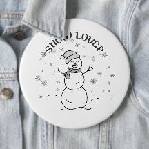 Snow Lover Cute Snowman Pin Button                