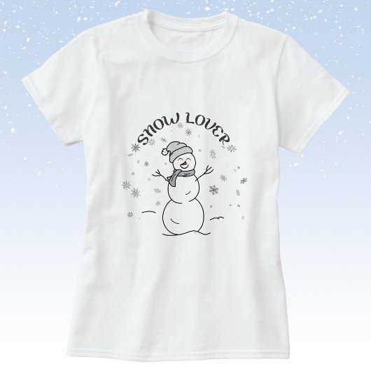   Snow Lover T-Shirt Cute Snowman Winter Graphic 