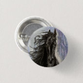 SNOW MAGIC Friesian Horse-knop Ronde Button 3,2 Cm (Voorkant /achterkant)