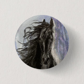 SNOW MAGIC Friesian Horse-knop Ronde Button 3,2 Cm