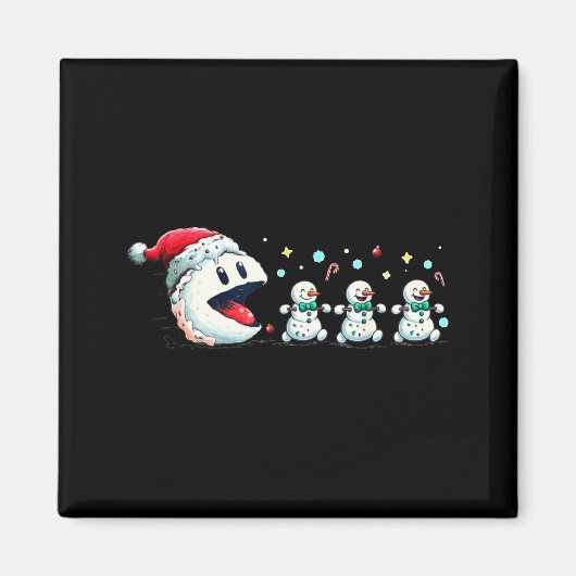 Snow Man Xmas Tee Snowman Gamer Magneet (Voorkant)