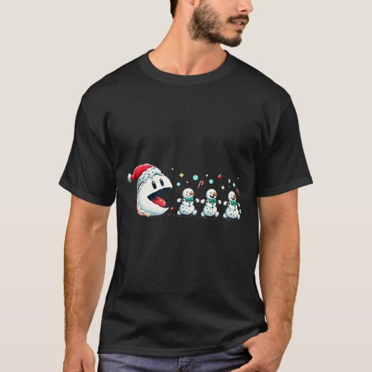 Snow Man Xmas Tee Snowman Gamer  T-shirt (Voorkant)