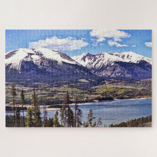 Snow Mountain Lake Scène Puzzle géant (Horizontal)