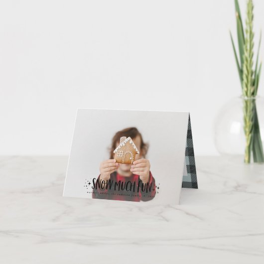 Snow much fun photo script text and tartan family (Devant)