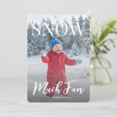 Snow Much Fun Winter Holiday Family Photo Feestdagenkaart (Staand voorkant)