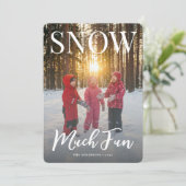 Snow Much Fun Winter Holiday Family Photo Feestdagenkaart (Staand voorkant)