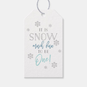 Snow Much Fun Zilver Snowflake Blue 1st Birthday Cadeaulabel