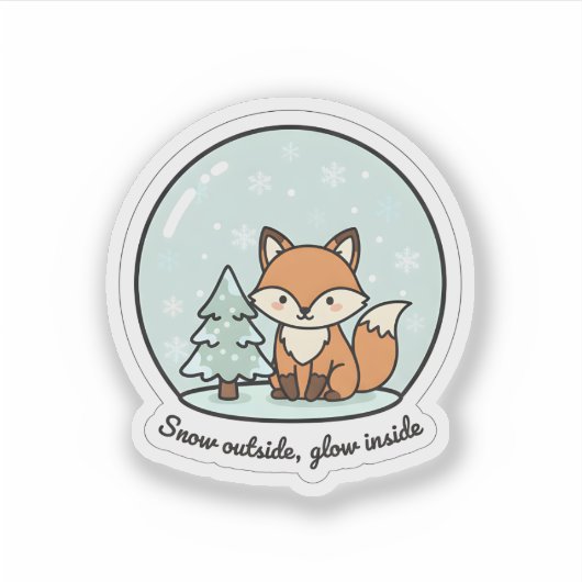 Snow Outside Glow Inside Fox Sticker | Winter Snow (Voorkant)
