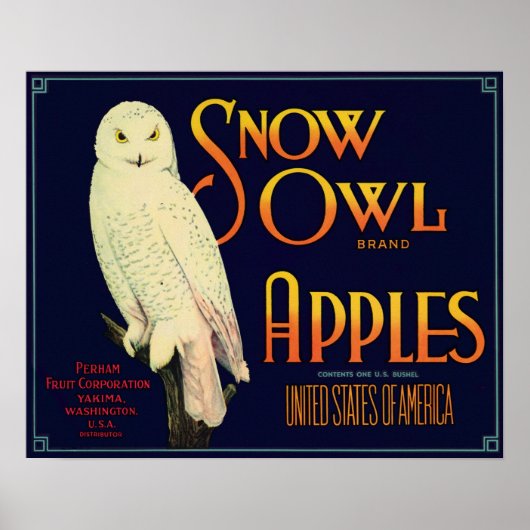 Snow Owl Brand Apples - Etiket Poster (Voorkant)