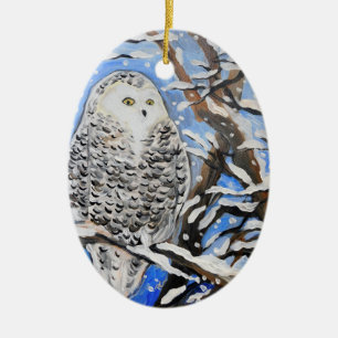 Snow Owl Keramisch Ornament
