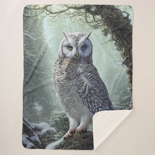 Snow Owl Sherpa Blanket Sherpa Deken (Voorkant)