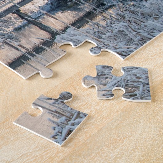 Snow Park Creek & Bridge, 252 pièces Jigsaw Puzzle (Côté)