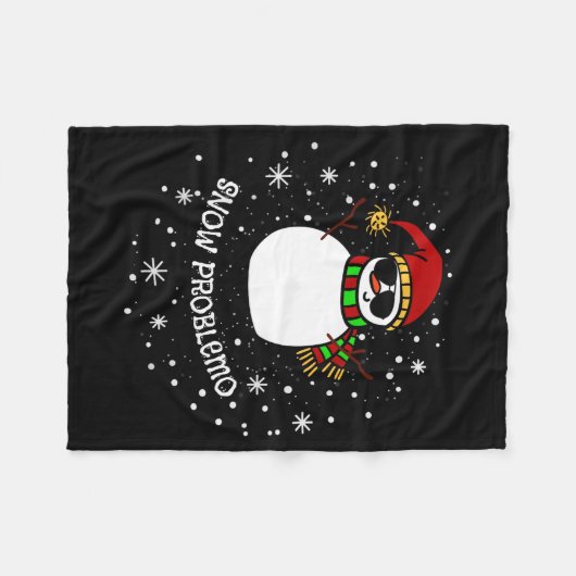Snow Problemo Funny Christmas Snowman Fleece Deken (Voorkant (Horizontaal))