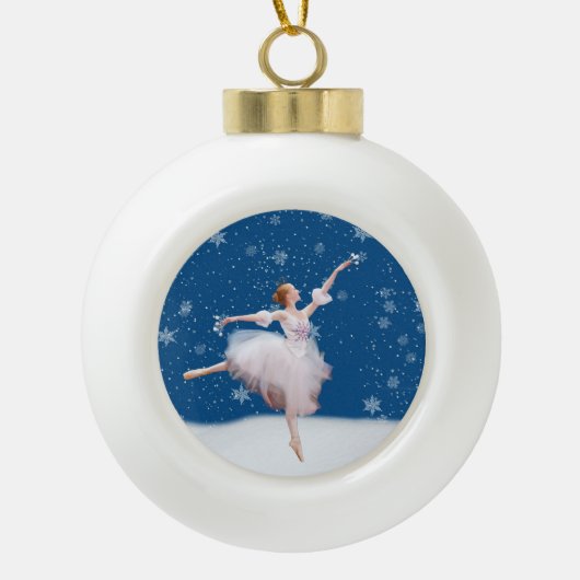 Snow Queen Ballerina Keramische Bal Ornament (Voorkant)