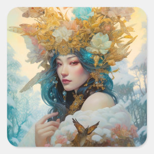 Snow Queen Fantasy Kunst Vierkante Sticker