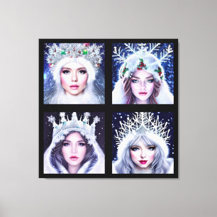 Snow Queens Winter Wonderland Wall Art Set Canvas Afdruk