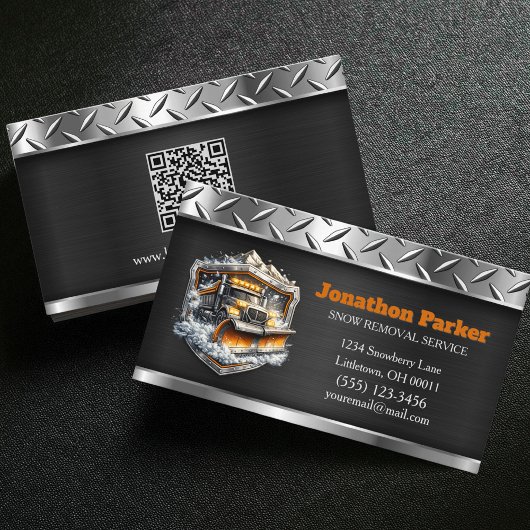  Snow Removal Service QR Code Metallic  Visitekaartje
