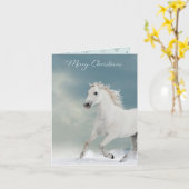 Snow Runner Paard Kerstmis Kaart (Gele Bloem)