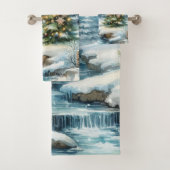 Snow Scene with Christmas Tree Winter Bad Handdoek (Insitu)