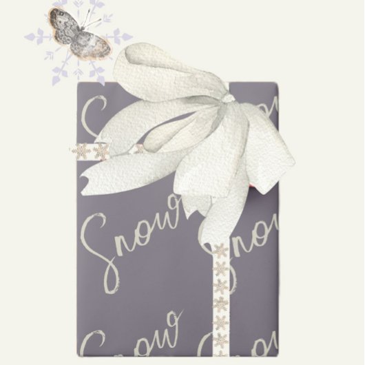 Snow script sugarplum purple butter cream elegant cadeaupapier