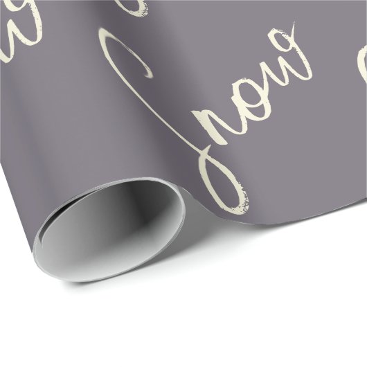 Snow script sugarplum purple butter cream elegant cadeaupapier (Rol Hoek)