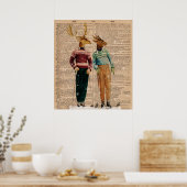  Snow Ski deer Dictionary Page Art Poster (Keuken)