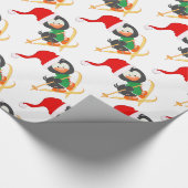 Snow Skiing Penguin Cadeaupapier (Hoek)