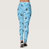 Snow Sports Blue Skiing Pattern Leggings (Achterkant)