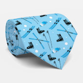 Snow Sports Blue Skiing Pattern Stropdas (Opgerold)