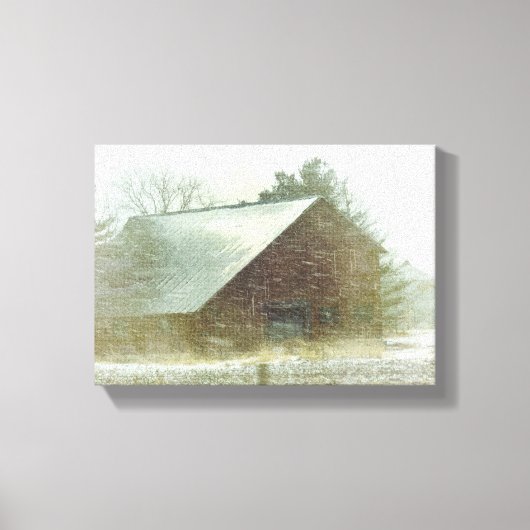 Snow Storm Barn Canvas Afdruk (Voorkant)