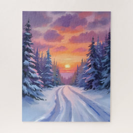Snow Sunset | Winter Mountain Landscape Legpuzzel
