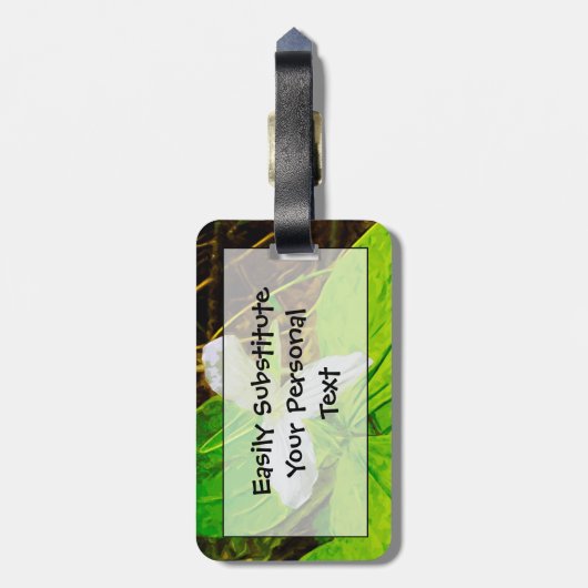 Snow Trillium a White Wilflower Abstract Bagagelabel (Achterkant verticaal)