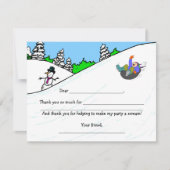 Snow Tubing Birthday Party bedankt dat u een notit (Voorkant)