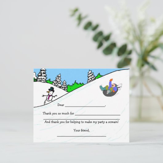 Snow Tubing Birthday Party bedankt dat u een notit (Staand voorkant)
