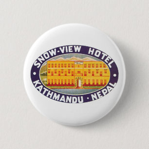 Snow Uitzicht Hotel Kathmandu Nepal Ronde Button 5,7 Cm