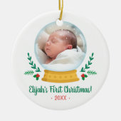Snow Wereldbol Baby's First Kerstfoto Keramisch Ornament (Voorkant)