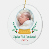 Snow Wereldbol Baby's First Kerstfoto Keramisch Ornament (Links)