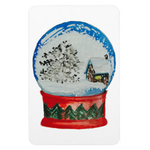 Snow Wereldbol Crystal Ball Winter Village Kerstmi Magneet