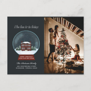 Snow Wereldbol Holiday Foto Moving Announge Feestdagenkaart