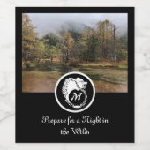 Snow White Wolf Silhouette Laurel Monogram Foto Wijn Etiket (Enkel label)