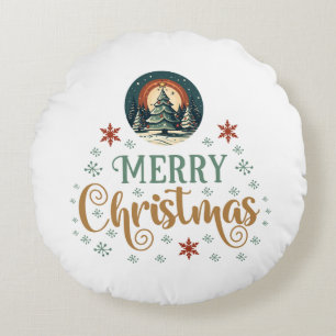 Snow Xmas Kerst Wereldbol Rond Kussen
