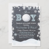 Snowball C'est un garçon Baby shower Invitation (Devant)