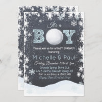 Snowball C'est un garçon Baby shower Invitation