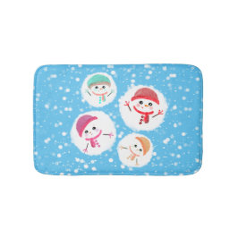Snowball en Snowman Blue Badmat